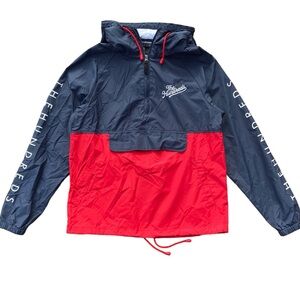 The Hundreds Anorak Jacket Mens Small Colorblock Shell Pullover Quarter Zip Red